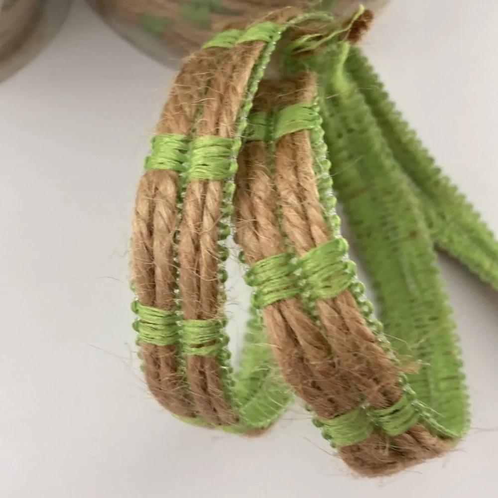 10 Rolls Offray Floral Ribbon Spring Green Jute Brown 1/2 inch